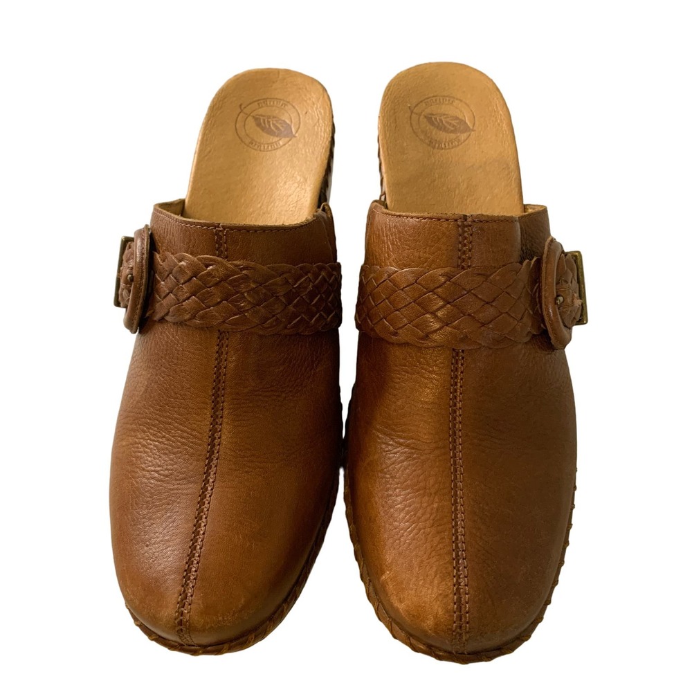 Nurture Abiee Leather Clogs Shoes Cognac Brown Women's Size 7 1/2M